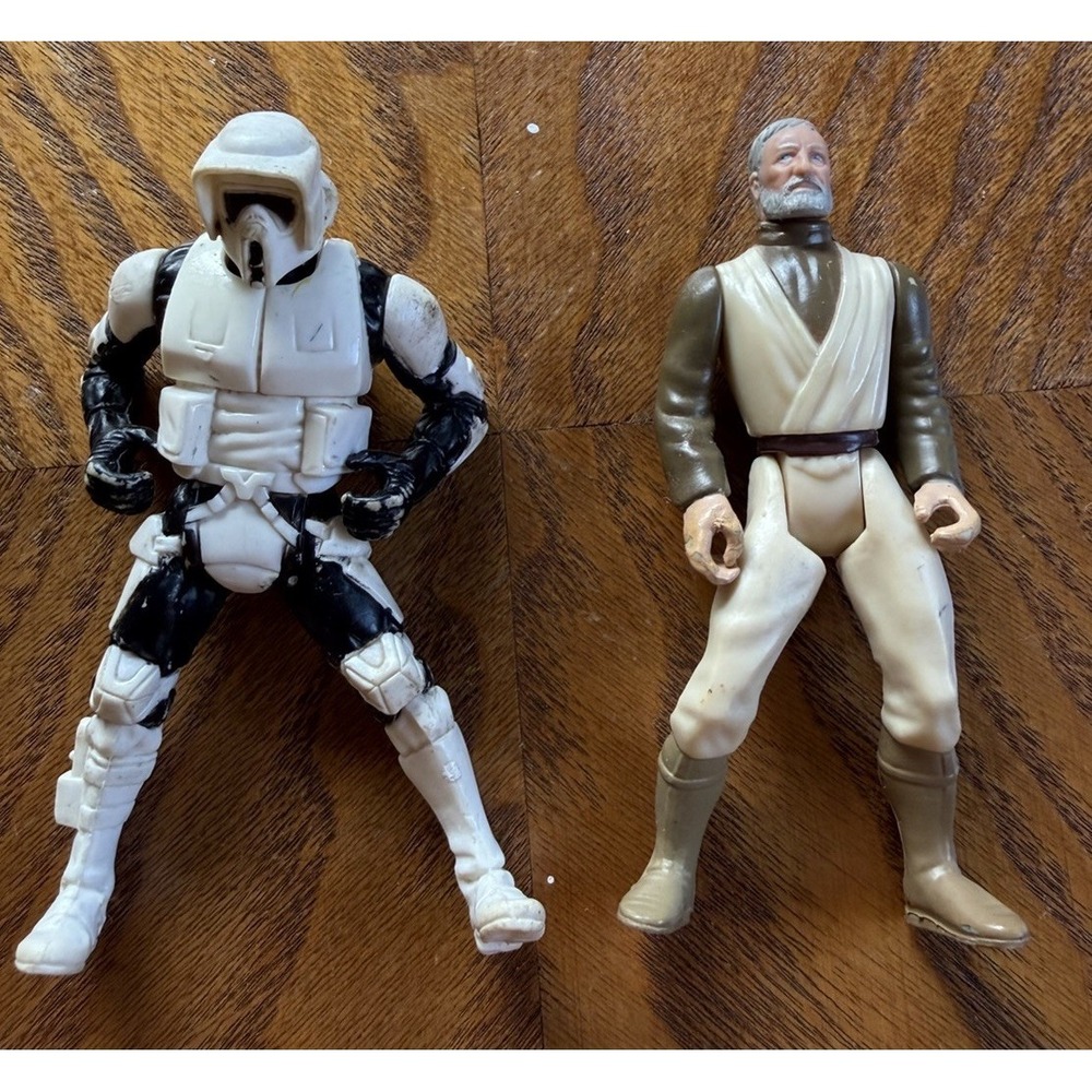 Star Wars Imperial Biker Scout Trooper & Obi Wan Kenobi 1995  Kenner